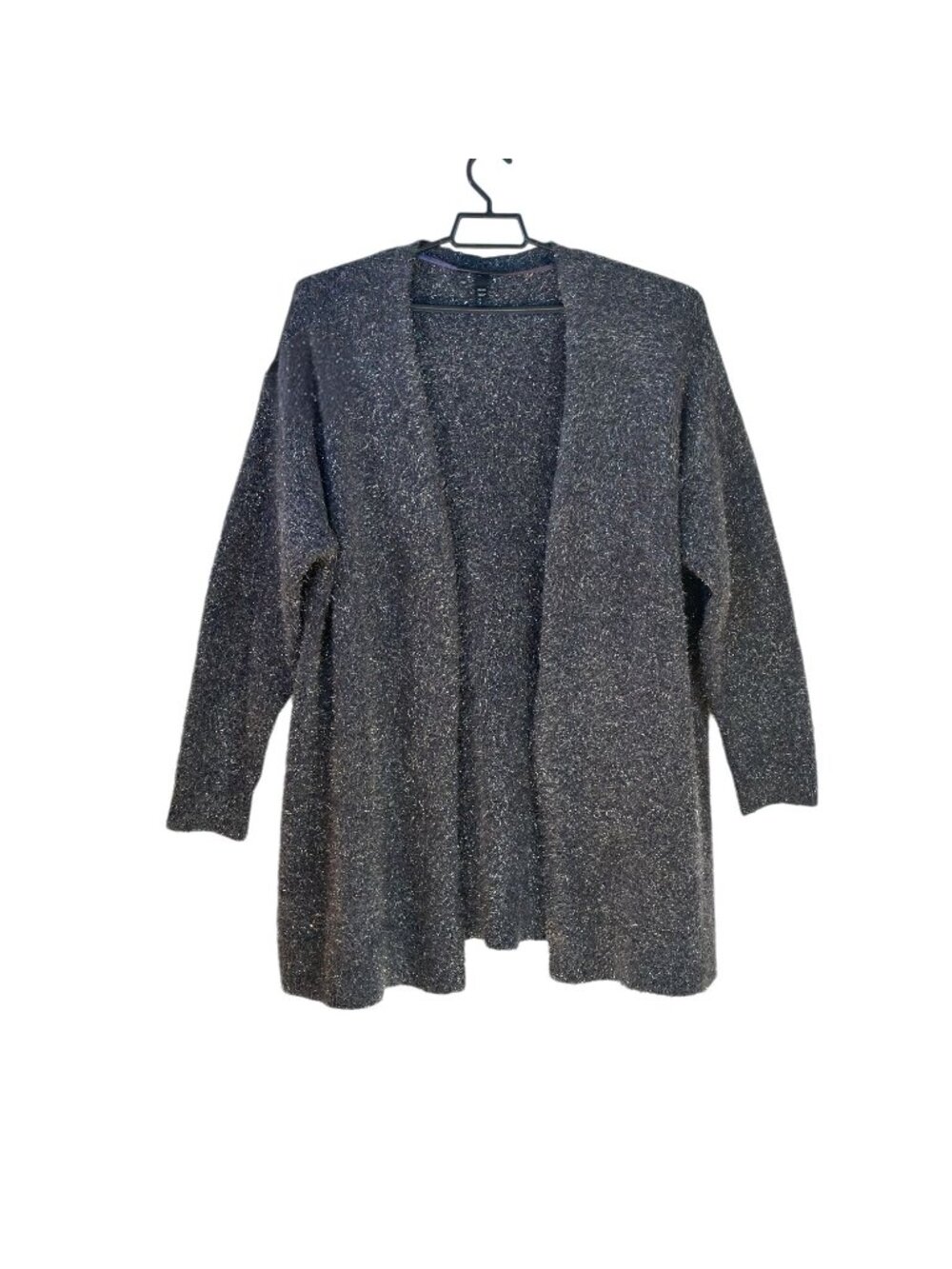 Lane Bryant Metallic Gray Open Front Eye Lash Grey/Silver Sweater Cardigan 18/20